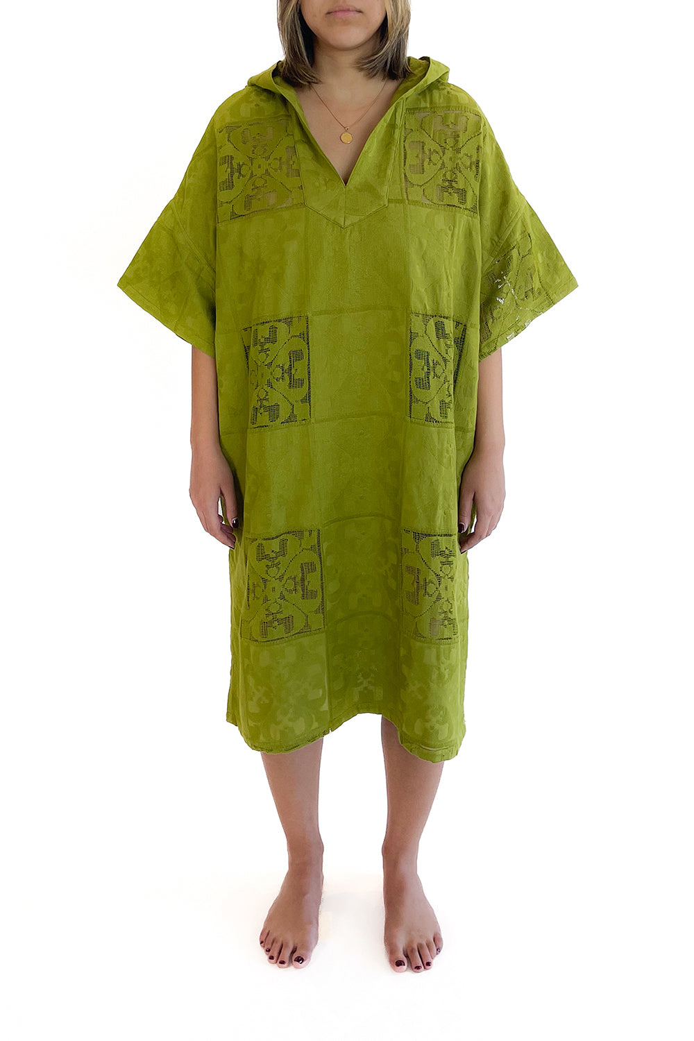 SORRENTO HOODED EMBROIDERY KAFTAN MIDI